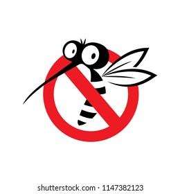 Mosquito Sign Vector Logo Icon Illustration.Stop.