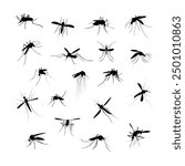 Mosquito silhouette set. Aedes aegypti icon. World mosquito day vector