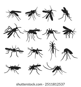  Mosquito silhouettes set Vector design