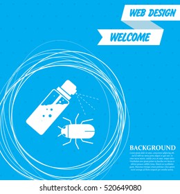 Mosquito spray, Bug Spray icon on a blue background with abstract circles around and place for your text. Vector illustration