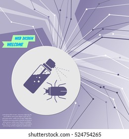 Mosquito spray, Bug Spray icon on purple abstract modern background. The lines in all directions. With room for your advertising. Vector illustration