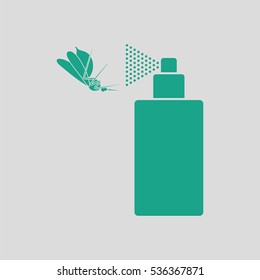 Mosquito spray icon. Gray background with green. Vector illustration.