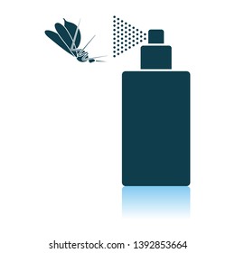 Icono de spray de mosquito. Diseño de reflexión de sombra. Ilustración vectorial.