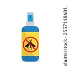 Mosquito spray isolated on white background. Repellent insect bottle with stop gnat sign. Vector cartoon illustration stock illustratio