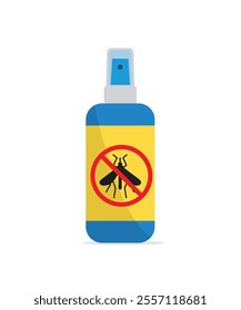 Mosquito spray isolated on white background. Repellent insect bottle with stop gnat sign. Vector cartoon illustration stock illustratio