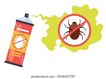 El spray antimosquitos mata el concepto de insecticida antimosca. Ilustración de diseño gráfico plano vectorial
