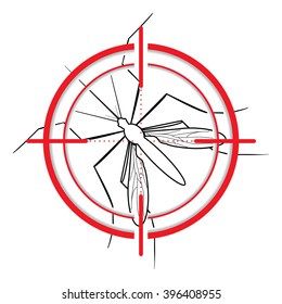Mosquito with stilt target icon. Sight signal. Target Symbol. Ideal for web design, educational, informational, or related health advisory projects. Isolated editable vector on background.