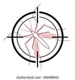 Mosquito with stilt target icon. Sight signal. Target Symbol. Ideal for web design, educational, informational, or related health advisory projects. Isolated editable vector on background.