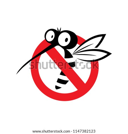 Mosquito Stop sign vector logo icon illustration.
