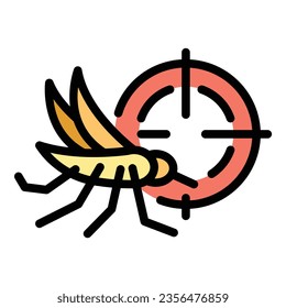 Mosquito target icon outline vector. Malaria control. Pest electric color flat