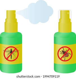 Mosquito and tick spray. Vector illustration in a cartoon style.