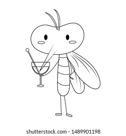 Mosquito vector cartoon illustration isolated on white background. Funny mosquito cartoon. 