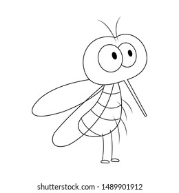 Mosquito vector cartoon illustration isolated on white background. Funny mosquito cartoon. 