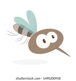 Mosquito vector cartoon illustration isolated on white background. Funny mosquito cartoon. 
