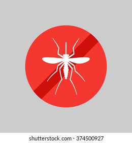 The mosquito vector (epidemiology) of Malaria and Zika virus. Isolated flat prohibiting icon.