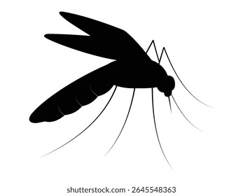 Design de ícone de vetor de mosquito. Silhueta de um símbolo de mosquito e sinal. Inseto para malária, dengue ou conceito de vírus zika. Ilustração vetorial.