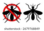 Mosquito vector icon. Mosquito in the prohibition sign. Vector flat clipart.
