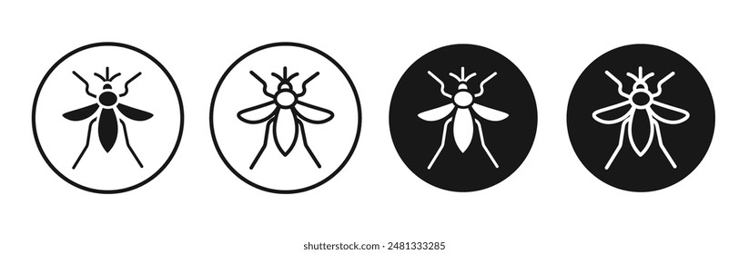 Mosquito vector icon set black filled and outlined style.