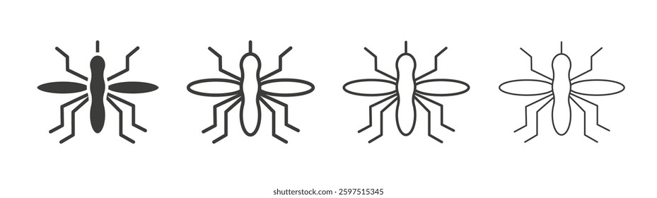 Mosquito vector icon set in black and white color.