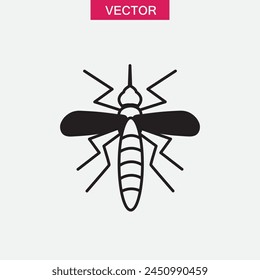 Mosquito vector icon, Wasp insect black icon, bumblebee symbol flat trendy style illustration for web and app..eps