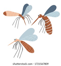 mosquito. Icono plano de ilustración vectorial aislado en blanco. puede utilizarse para: Imprimir, banner, etiqueta, afiche, pegatina, logotipo.