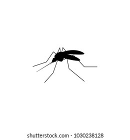 Mosquito Vector Illustration, Flat Silhouette, Black, White, For Design, Bloodsucker, Disease, Malaria, Insect, Wings, Sting, Icon, Logo