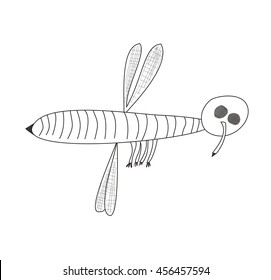 A mosquito vector illustration on a white background. Drawing in cartoon style. Poster print