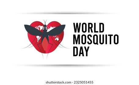 Vector de mosquitos, Día Mundial del Mosquito. ilustración vectorial. banner, Holiday, afiche, tarjeta y diseño de fondo.