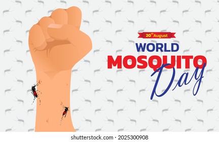 Mosquito Vector with world map Background, World Mosquito day, Malaria Day, dengue fever.