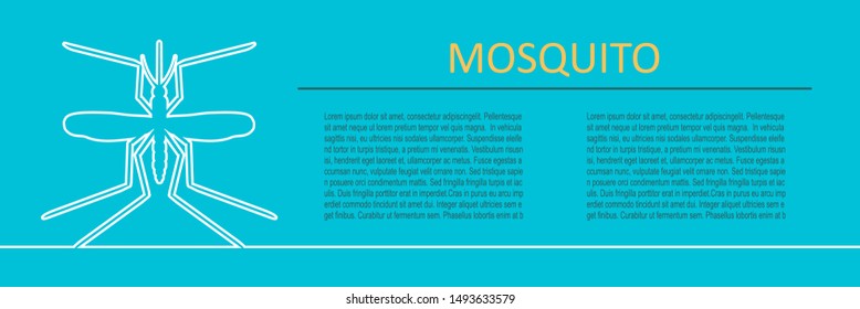 Mosquito and virus. Illustration of many disease transmission by mosquitoes. Horizontal thin line style web banner.
