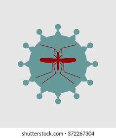 Mosquito and virus. Simple icons that illustration of many disease transmission such as dengue fever, zika disease, yellow fever, chikungunya disease, filariasis, malaria , enchaphalitits and else.