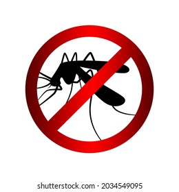 aviso de mosquito prohibido símbolo de círculo rojo, símbolo antimosquitos de control de insectos, señal de aviso de mosquito, mosquitos en un signo prohibido
