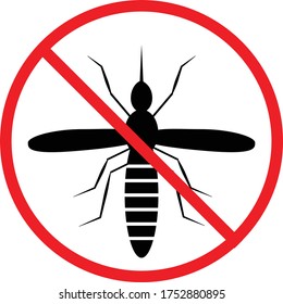 mosquito warning sign. anti mosquitoes icon on white background. prohibition sign. stop zika virus.