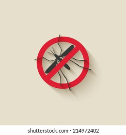 Mosquito Warning Sign - Vector Illustration. Eps 10