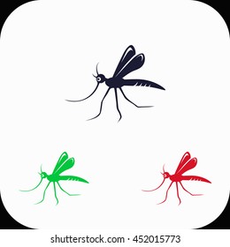 Mosquitoe Illustration set. Blue, green, red icon.