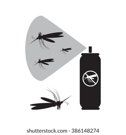 Mosquitoe And Spray Isolated On White