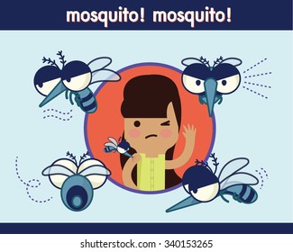 Mosquitoes and Girl Vector