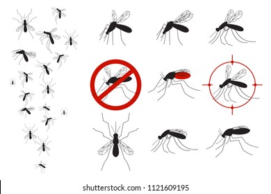 Mosquitoes Gnats Vector Set Flying Insects Stock Vector (Royalty Free ...