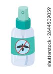 Mosquitoes spray vector. Mosquitoes prevention liquid. Insect repellent. Flat vector in cartoon style isolated on white background.