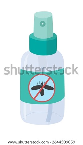 Mosquitoes spray vector. Mosquitoes prevention liquid. Insect repellent. Flat vector in cartoon style isolated on white background.