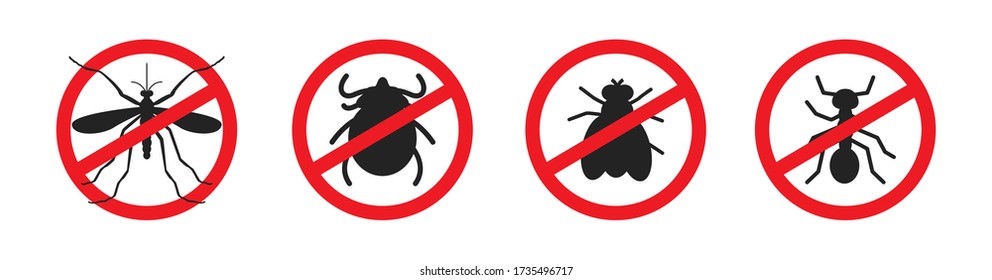 Mosquitoes Stop Sign Vector Icon, Thick, Flea And Fly Mark