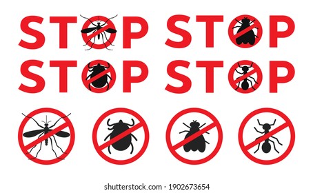 Mosquitoes stop sign vector icon, thick, flea and fly mark