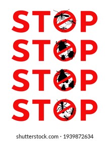 Mosquitoes stop sign vector icon, thick, flea and fly mark