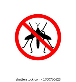 la señal de la parada de los mosquitos - imagen vectorial de lo gracioso de un mosquito en un círculo rojo tachado