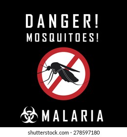 the mosquitoes stop sign - vector image of a mosquito and the risk of malaria