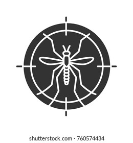 Mosquitoes target glyph icon. Anti-insect repellent. Silhouette symbol. Negative space. Vector isolated illustration