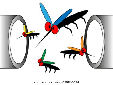 Mosquitoes were flying into the pipe