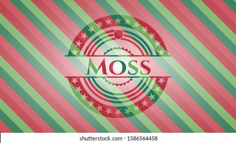 Moss christmas style emblem. Vector Illustration. Detailed.