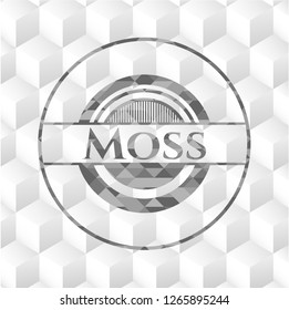 Moss grey emblem with geometric cube white background