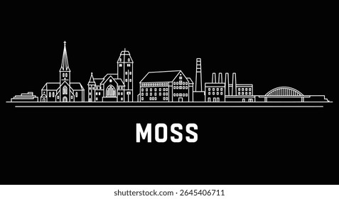 Moss Norway Skyline with Cityscape Silhouette, and Minimal.